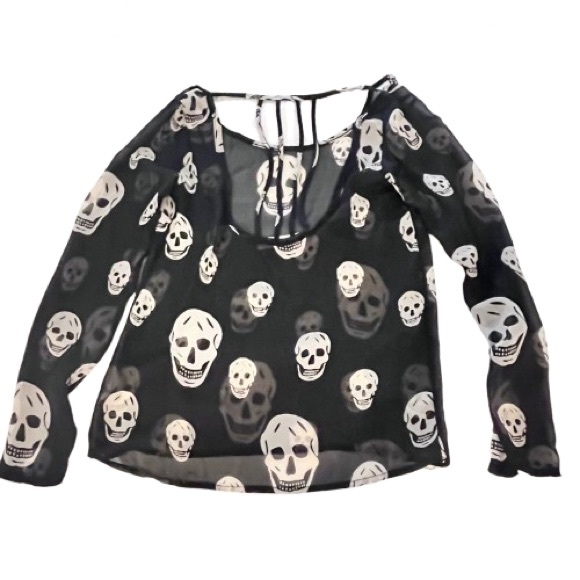 Vintage Havana- Sheer Skull Pattern Blouse - Picture 2 of 6